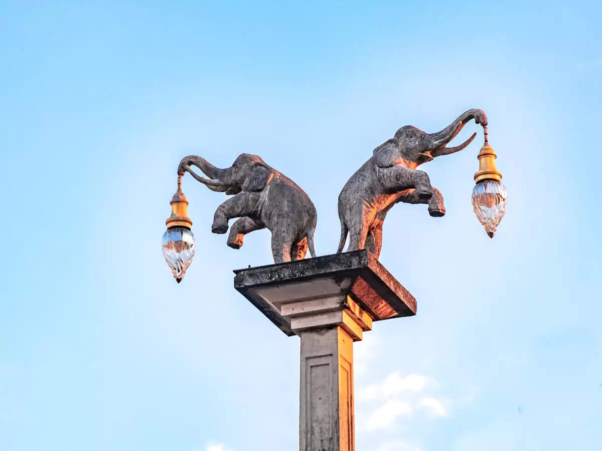Elephant street lights in Krabi, Thailand Elephant street lights in Krabi, Thailand