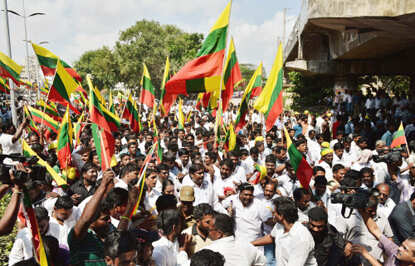 Protest against Sri Lankan president's India visit