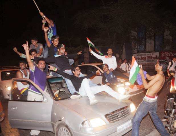Fans celebrate Team India's win