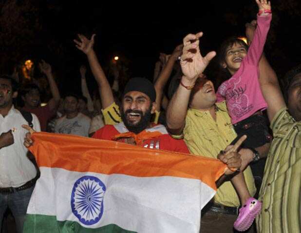 Fans celebrate Team India's win