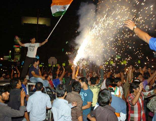 Fans celebrate Team India's win